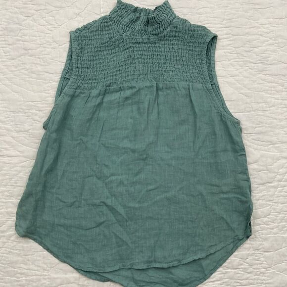 Cloth & Stone 100% Linen Ruched High Neck Blouse size XS - Picture 4 of 13